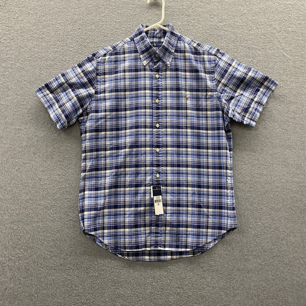 Polo Ralph Lauren Shirt Men M NWT Blue Plaid Short Sleeve Button Down Pony
